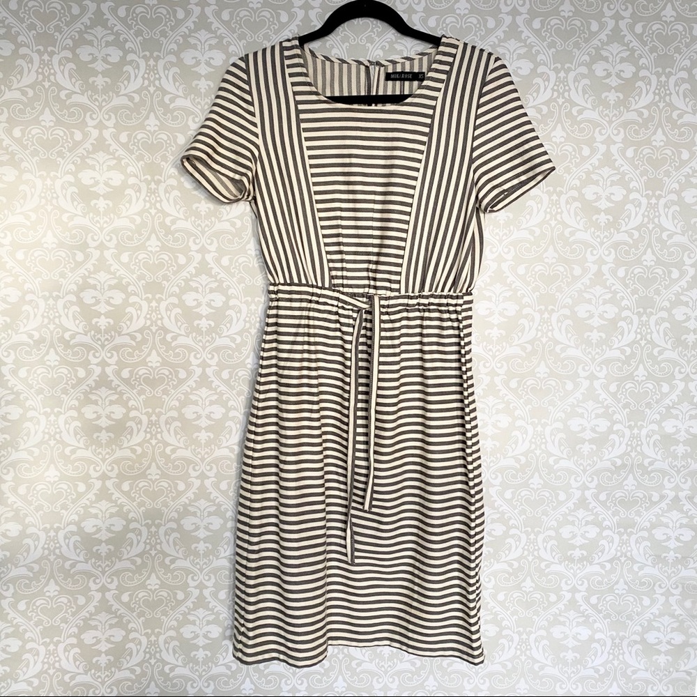 Mikarose cream and grey striped dress.